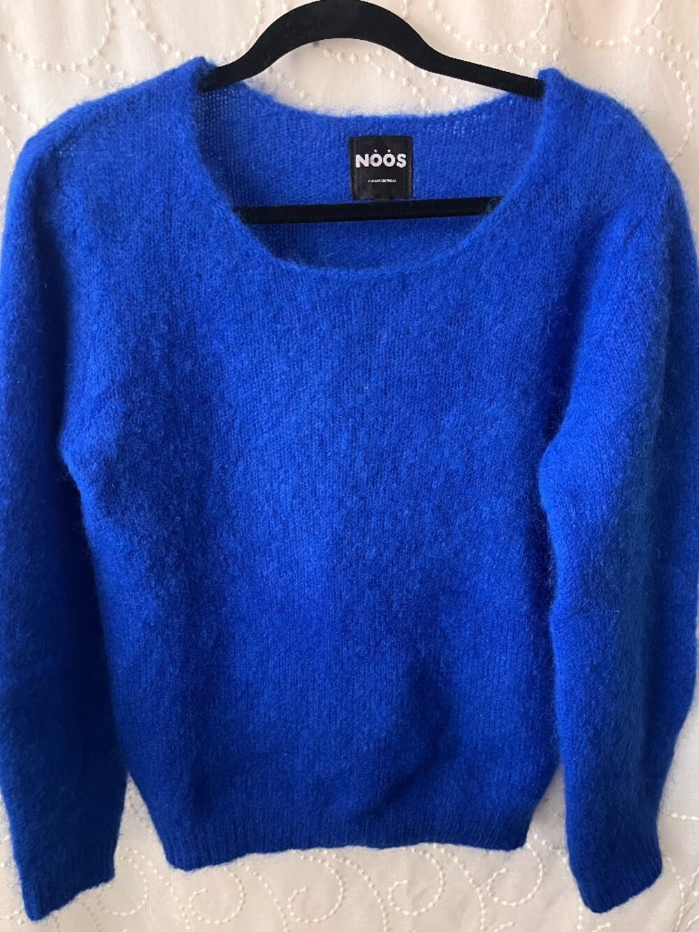 NOOS Italian Knit Fuzzy Mohair Alpaca Blend Cobalt Blue Sweater Size S